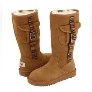 UGG Australia 1895 Retro Cargo Tall Zip Sheepskin Boots Size 4 Youth
